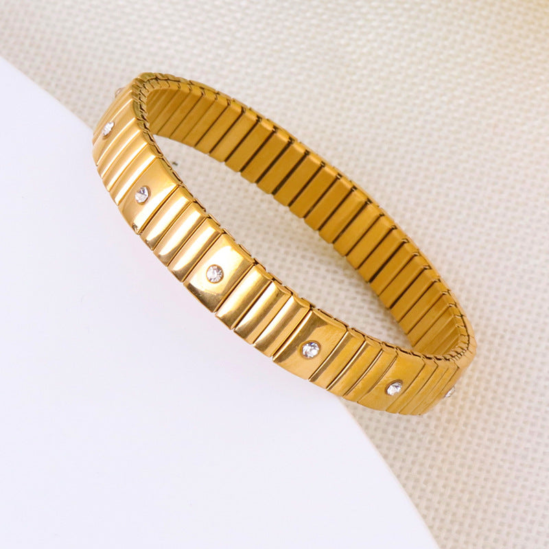 Wholesale Titanium Steel Diamond Stretch Bracelet